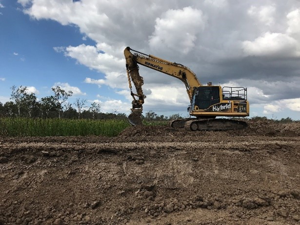 Figure 9 Building levees within a treatment wetland to increase the detention time. Photo by Queensland Government